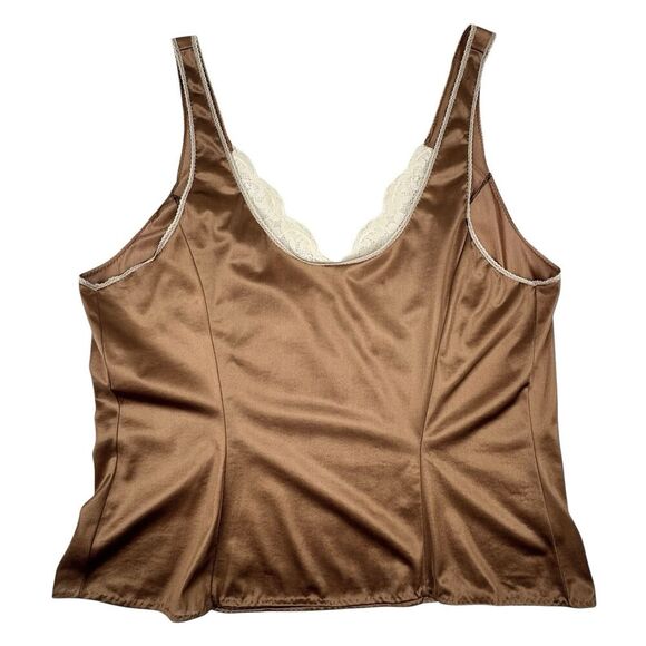 Vintage 1950's Van Raalte Womens Camisole Tank Brown Stretch Nylon Lace Feminine - Picture 2 of 13